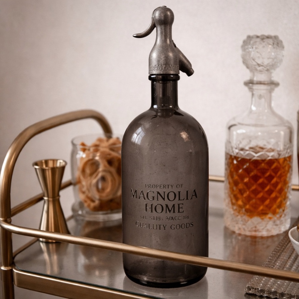 Magnolia Home Smoked Gray Glass Seltzer Siphon Bottle Joanna‎ Gaines